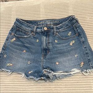 American Eagle Outfitters Floral Embroidered Jean Shorts